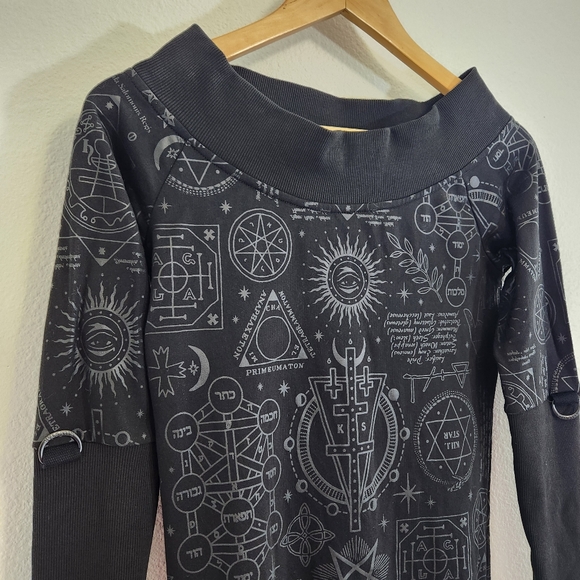 Killstar Dress Womens Small Goth Emo Punk Mini Ribbed Occult Graphic Print - Picture 2 of 16